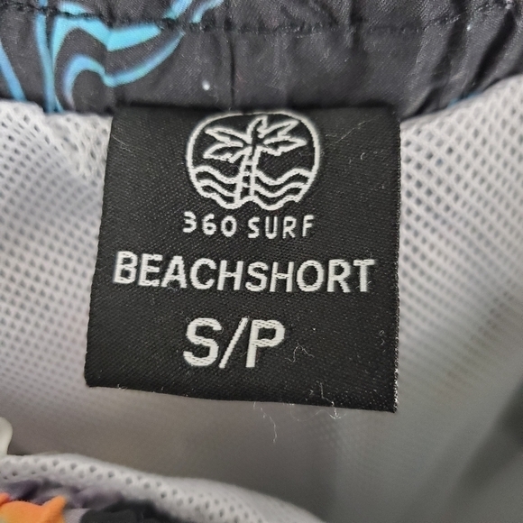 360 Surf Mens Beach Short Black w/ Colored Pattern Recycled Poly Choose Size - Picture 9 of 12